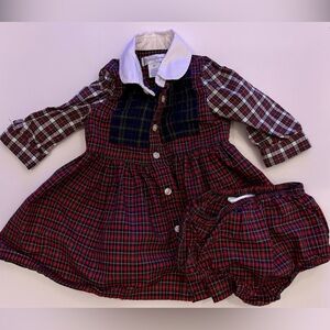 Ralph Lauren Red and Blue Plaid Baby Dress with White Collar